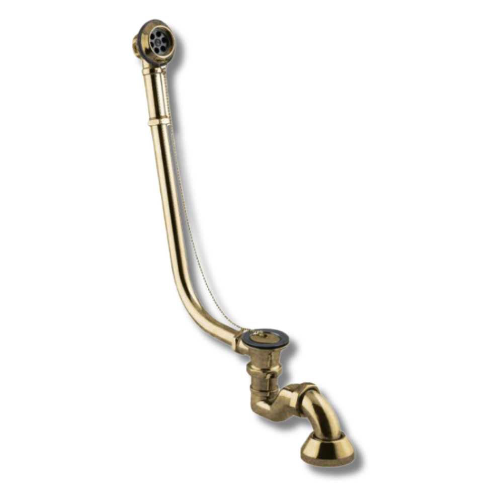 Colonna per vasca epoca con rifinitura cromo e bronzo