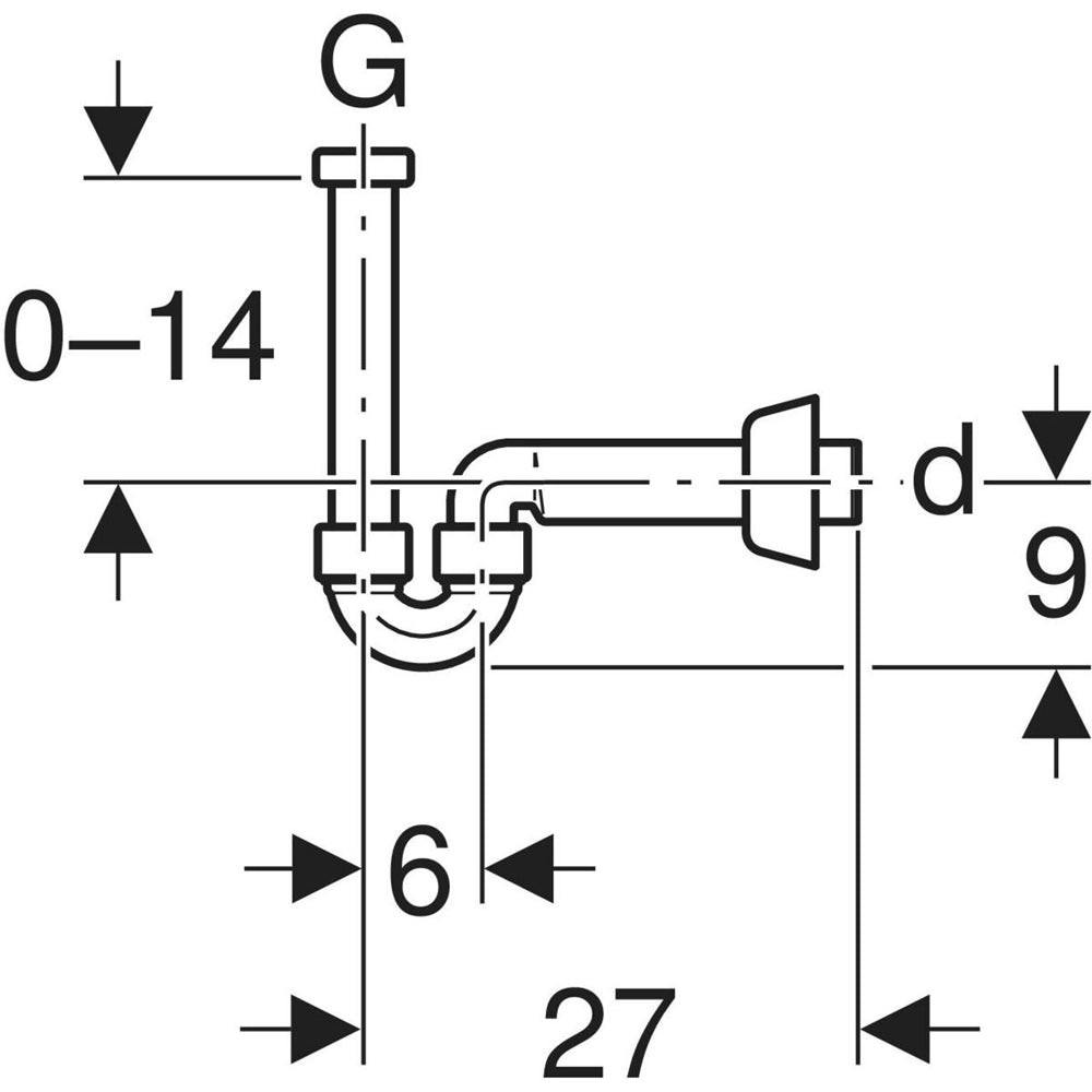 Sifone per bidet orientabile diametro 4 cm con attacco 1"1/4