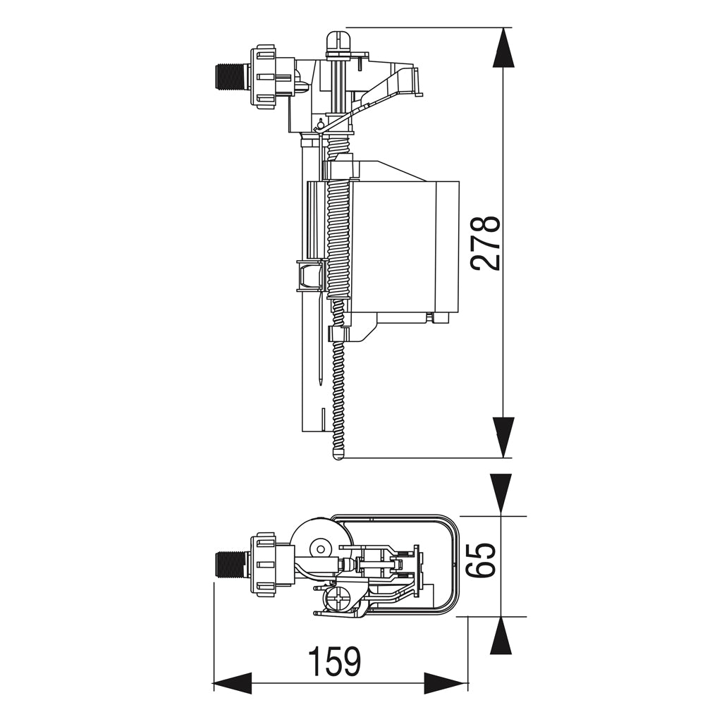 Valvola di riempimento meccanica Hdv silenziosa 3/8 laterale ottone