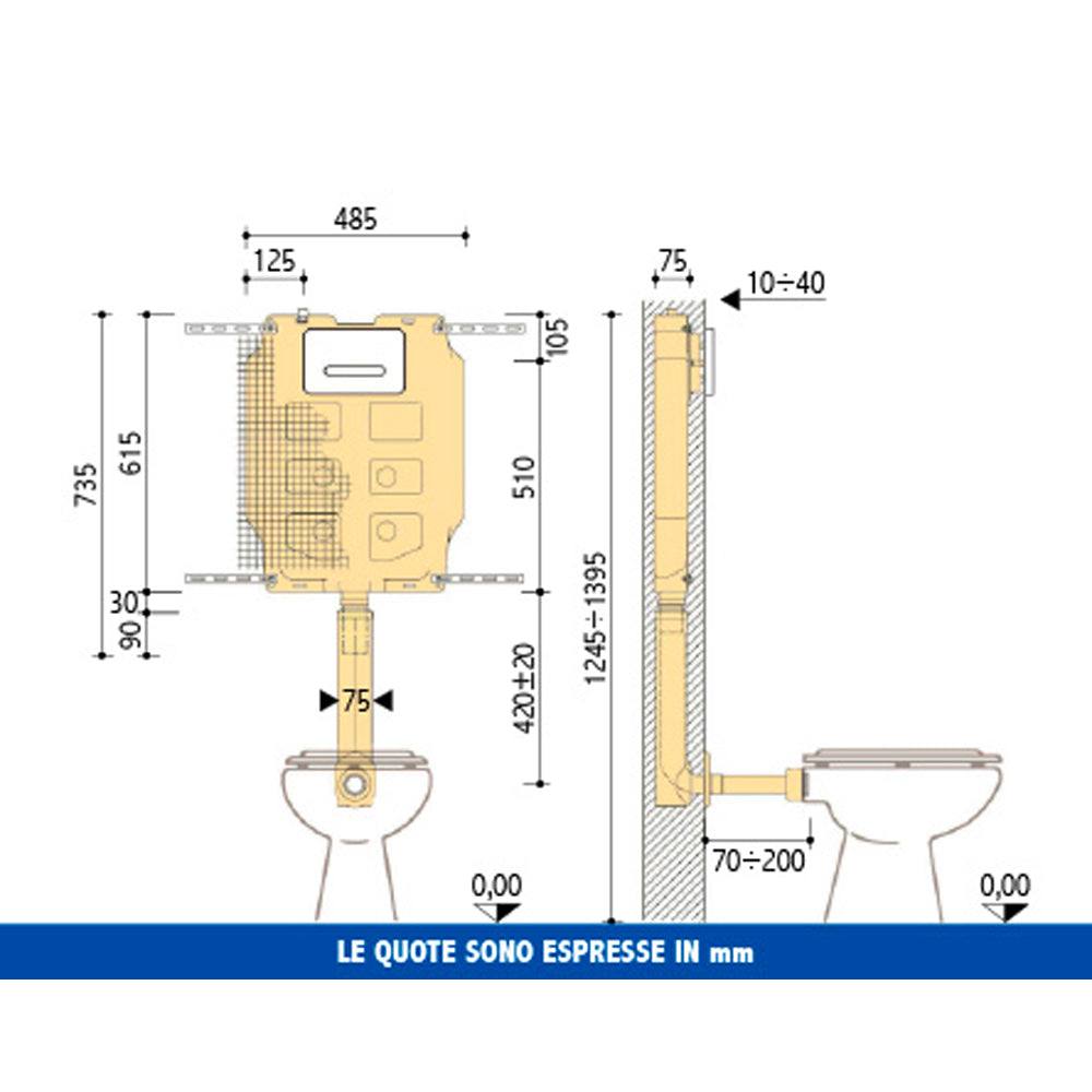 Cassetta da incasso 9 lt. per wc singolo scarico Sara
