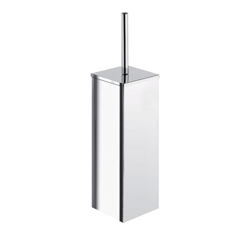Portascopino e scopino in acciaio inox con ciuffo in setole 8.7x8.7xH36 cm