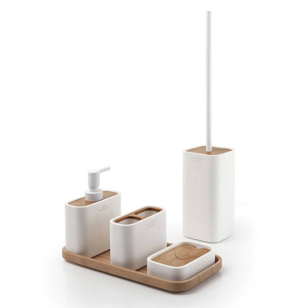 Vassoio porta oggetti 30x15 cm da appoggio da bagno in bamboo Linea Wood
