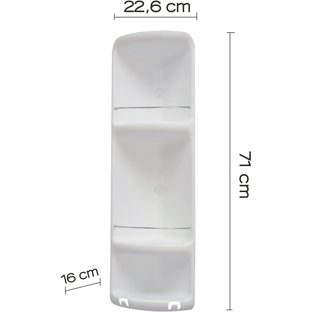Angoliera doccia angolare tre ripiani bianco 22x16x71 cm