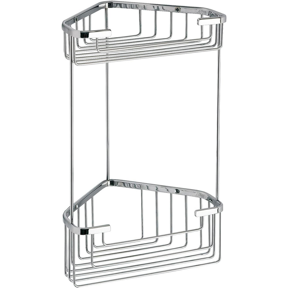 Angoliera doccia in filo 2 ripiani acciaio inox 20x15x27 cm