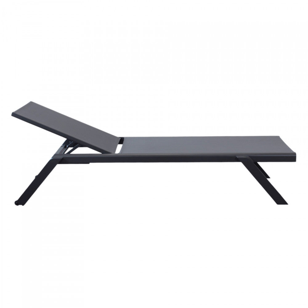 Lettino prendisole da giardino con struttura in alluminio antracite e rivestimento in texilene 198x72xH35.5 cm Solaria