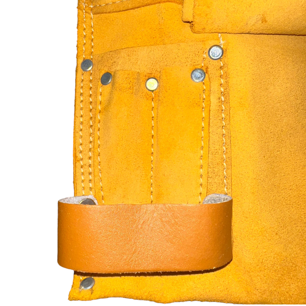 Borsa porta utensili da carpentiere in pelle con portamartello Brixo