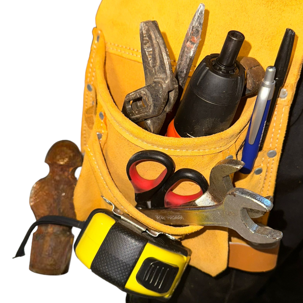 Borsa porta utensili da carpentiere in pelle con portamartello Brixo