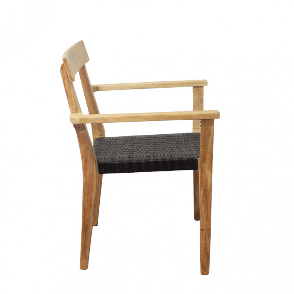 Poltrona impilabile in legno teak e wicher 65x52xH80 cm da esterno Delhi