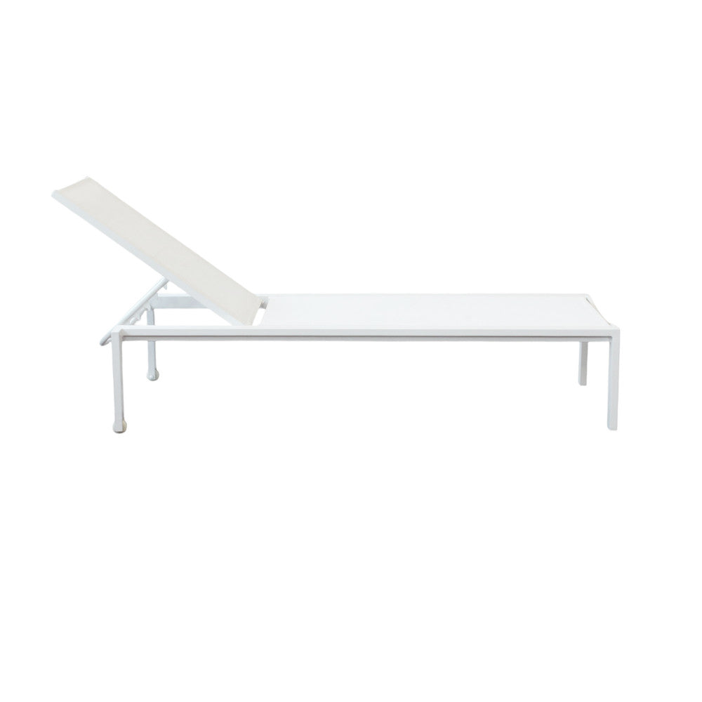 Lettino prendisole bianco impilabile rettangolare con struttura in alluminio 200x75xH39 cm Nefast