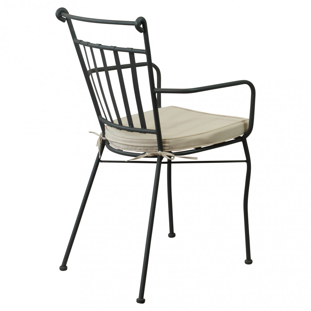 Poltrona sedia in ferro con cuscino morbido ed elegante 53x51xH90 cm da esterno