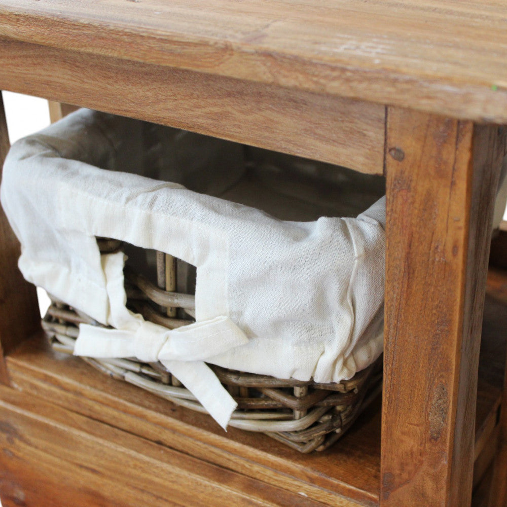 Mobiletto con ripiani finitura in legno naturale 40x30xH51 cm