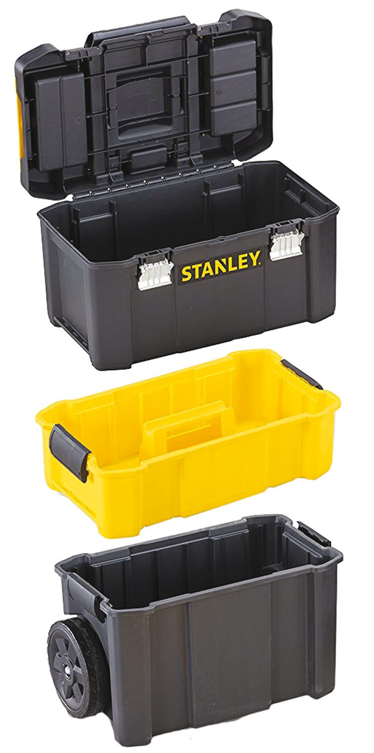Carrello trolley porta attrezzi e minuterie con 3 livelli di stoccaggio e lucchettabile professionale STANLEY