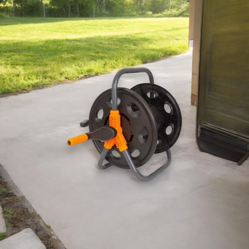 Carrello avvolgitubo portatile senza ruote  in metallo da giardino