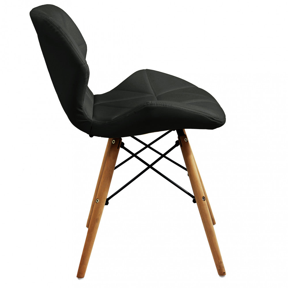 Sedia design moderna da interno con gambe in legno e seduta in ecopelle Black C