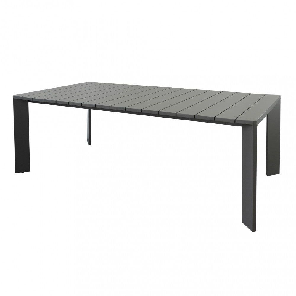 Tavolo fisso da esterno giardino in alluminio antracite 200x100 cm con piedini regolabili Malen