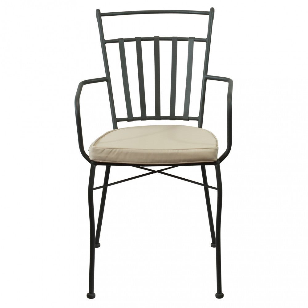 Poltrona sedia in ferro con cuscino morbido ed elegante 53x51xH90 cm da esterno