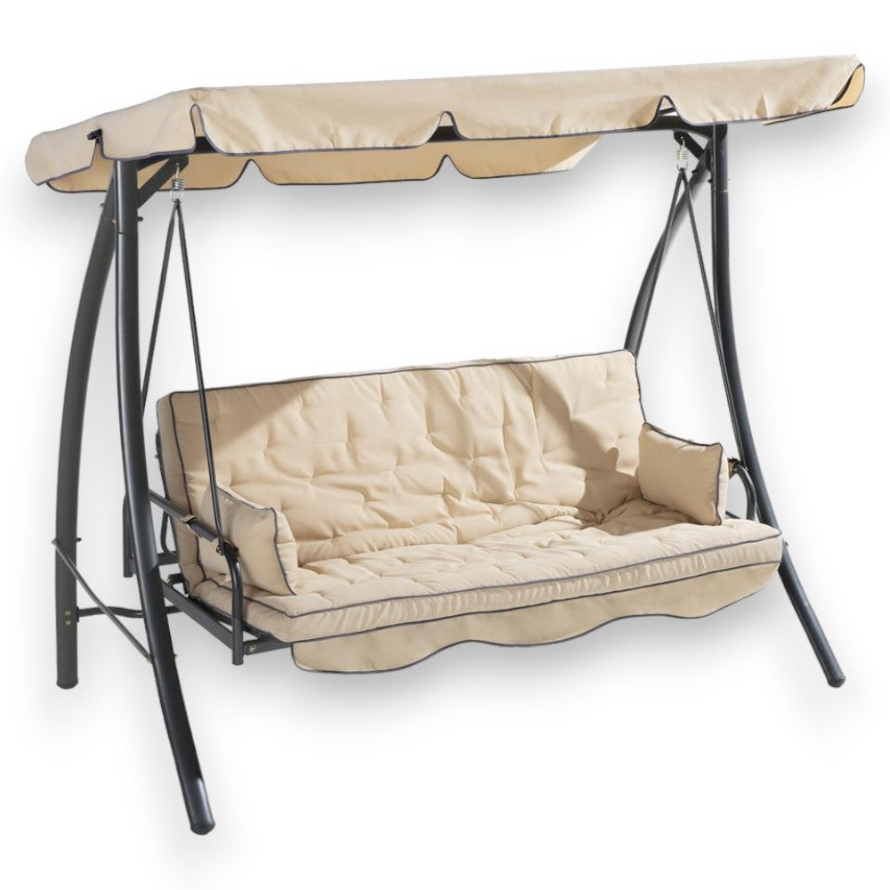Dondolo da esterno in acciaio con 3 posti funzione letto 220x105x170 cm