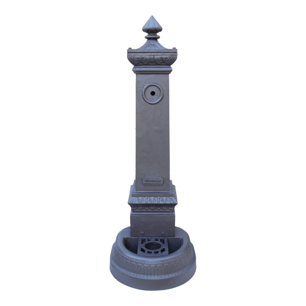 Fontana a pavimento in ghisa antracite da esterno giardino 41x37xH100 cm