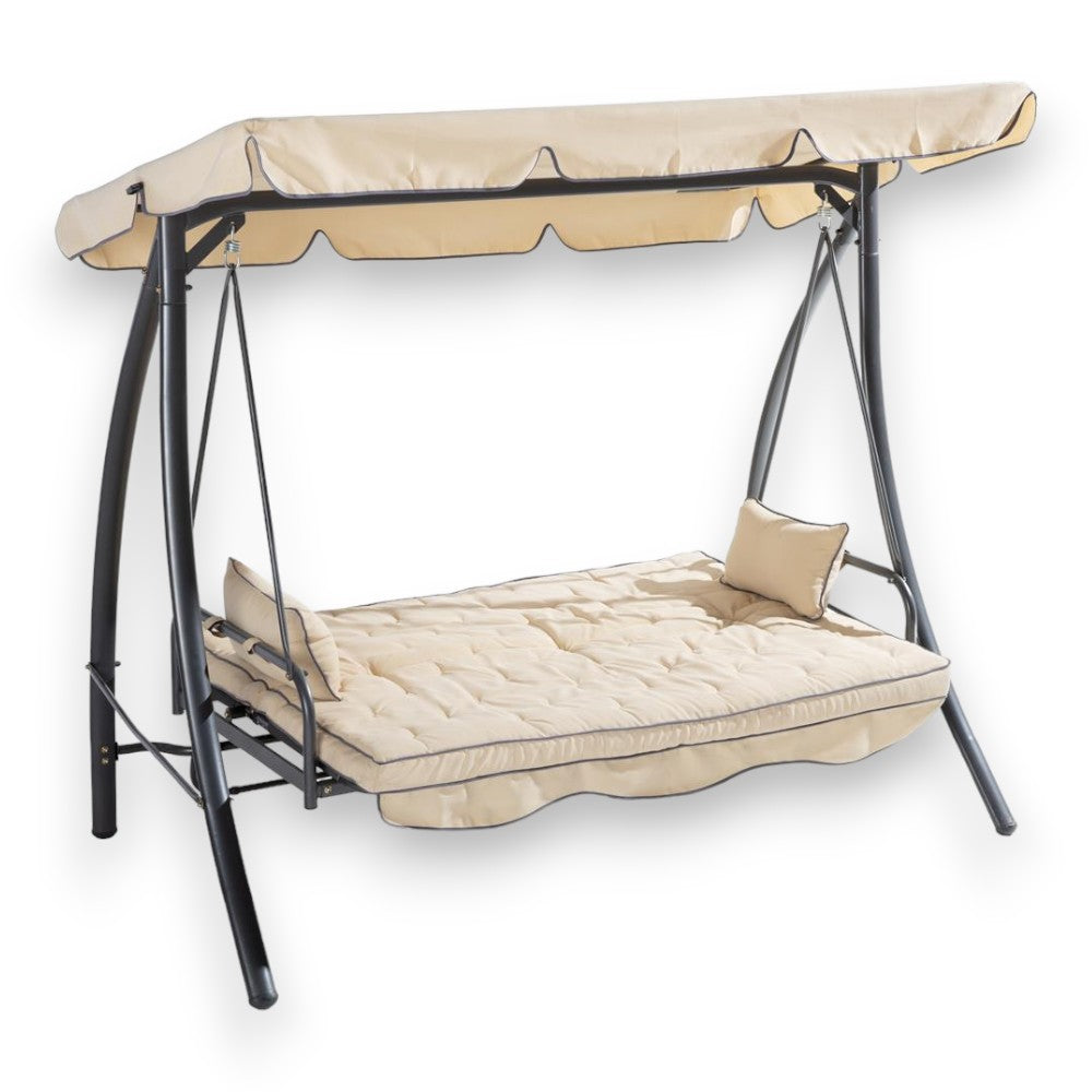 Dondolo da esterno in acciaio con 3 posti funzione letto 220x105x170 cm