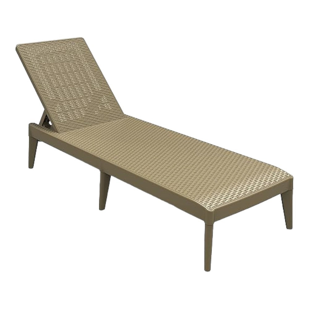 Lettino reclinabile in resina con finitura rattan 60x186xH29 cm