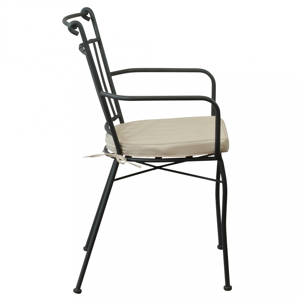 Poltrona sedia in ferro con cuscino morbido ed elegante 53x51xH90 cm da esterno