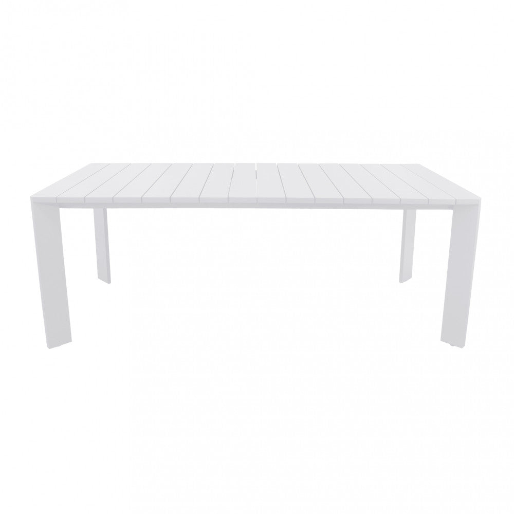 Tavolo fisso da esterno giardino in alluminio bianco 200x100 cm con piedini regolabili Malen