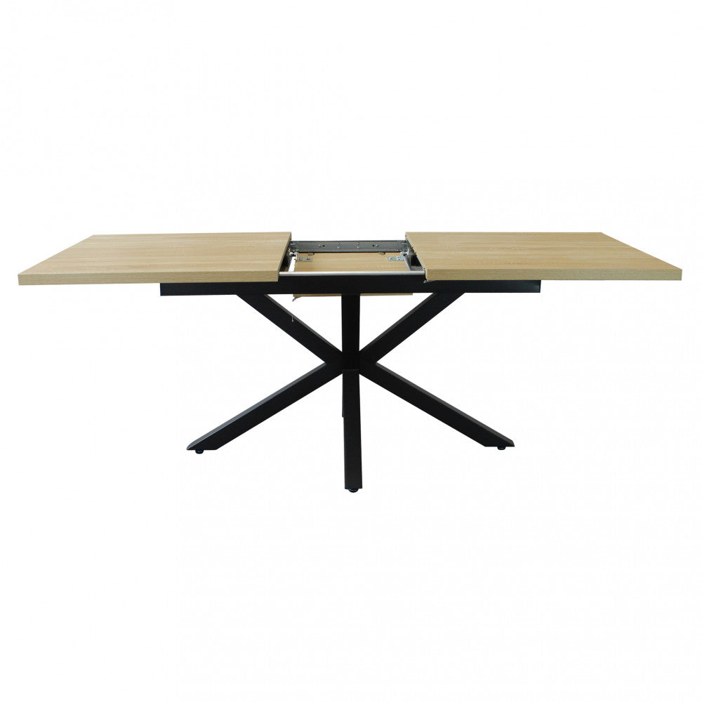Tavolo allungabile con struttura in metallo nero e marrone con piano in mdf 90x160/200xH75 cm Gariè