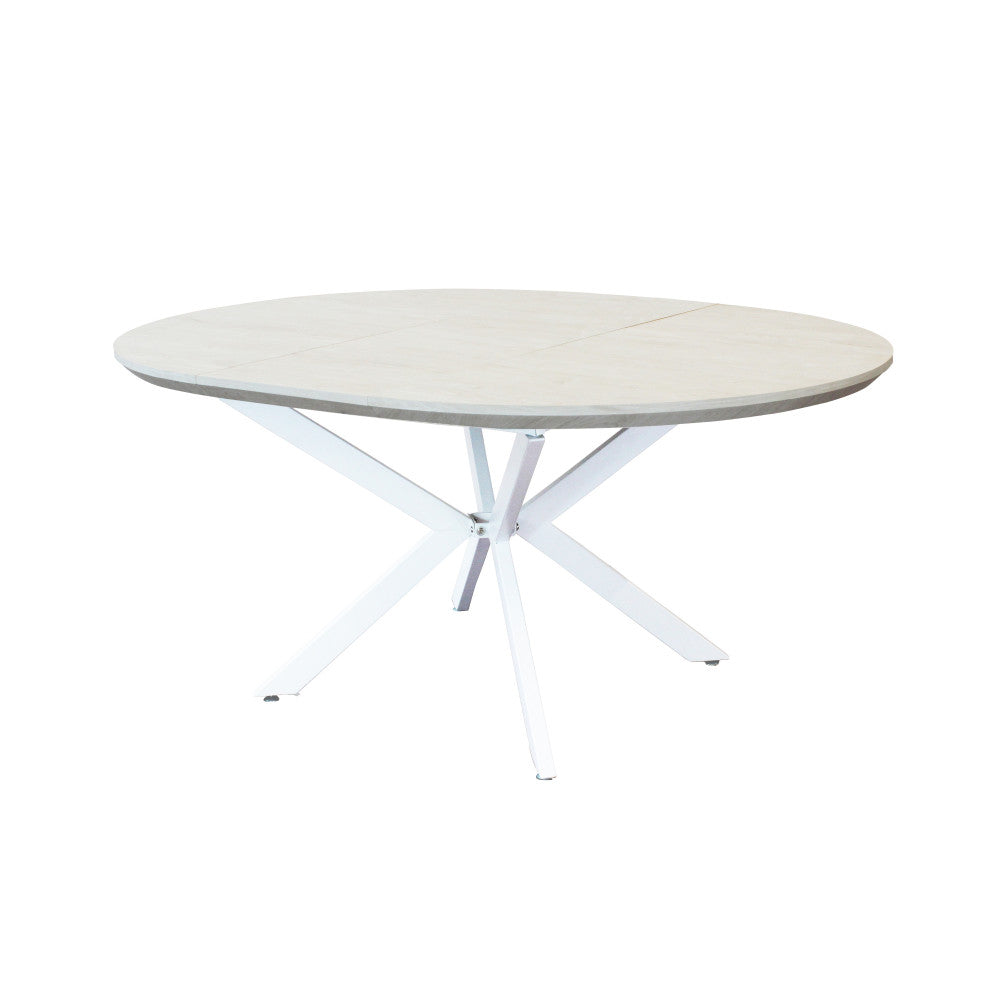 Tavolo rotondo allungabile con piano in MDF e struttura in metallo 120/160x120xH76 cm Garry
