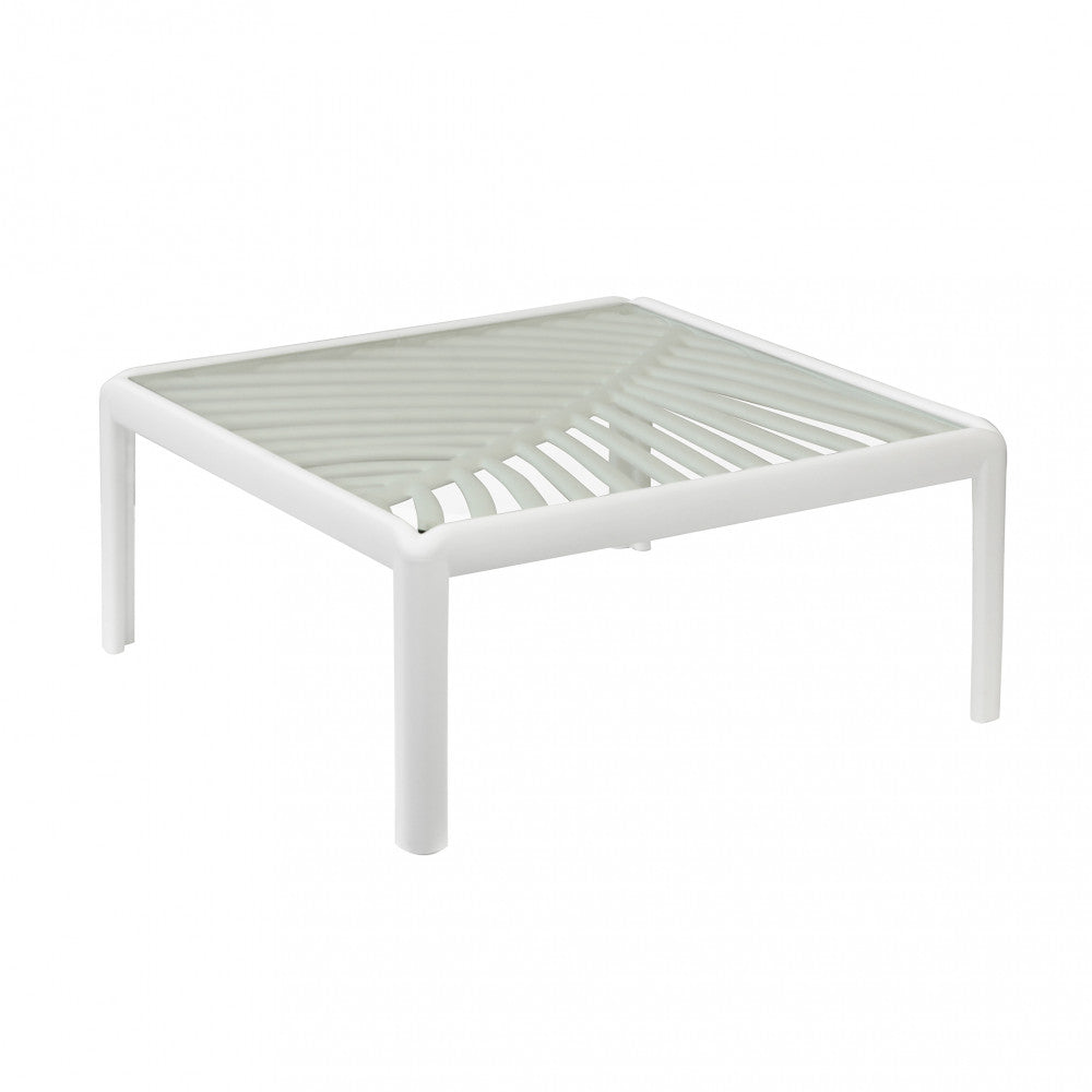 Tavolino quadrato per salotto in polipropilene con vetro 70x70xH32 cm