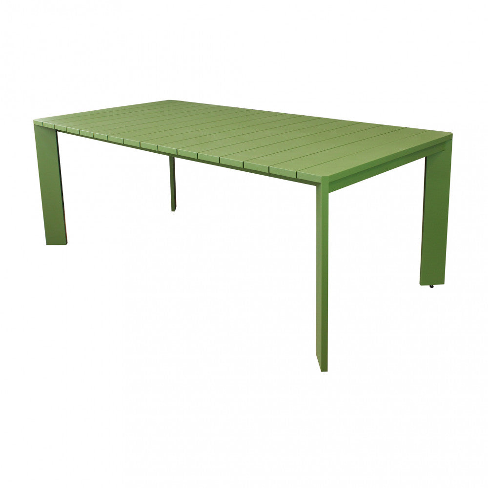 Tavolo fisso da esterno giardino in alluminio verde 200x100 cm con piedini regolabili Malen