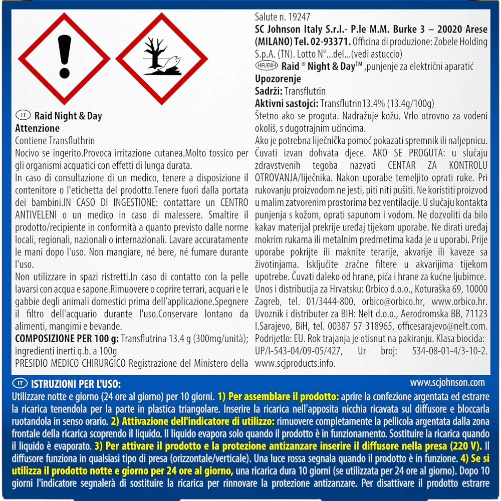 Ricarica di sabbia compressa antizanzare protezione giorno e notte per esterno