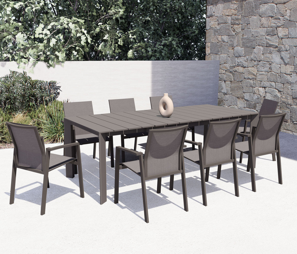 Tavolo allungabile estensibile con struttura in alluminio taupe 165/215x85xH75,5 cm Saceos
