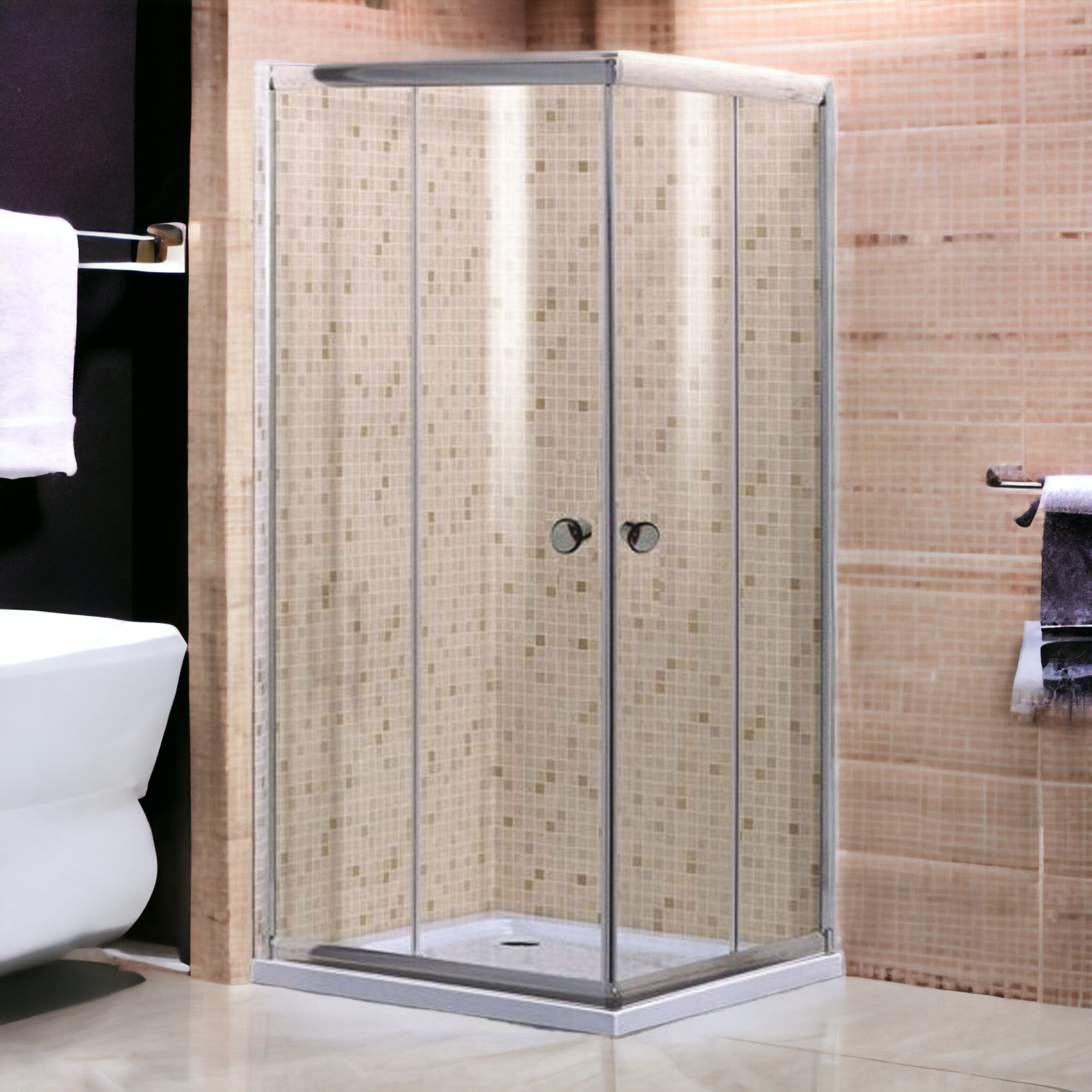 Box doccia in vetro con 2 ante scorrevoli modello DALIA 80x80xH190 cm