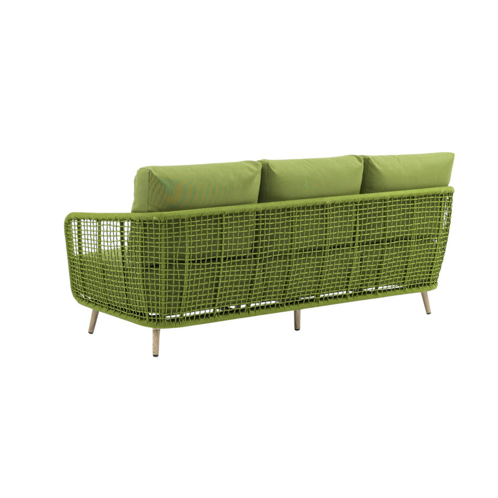 Salotto da giardino struttura in alluminio e rivestimento in corda pvc con cuscini inclusi Nova