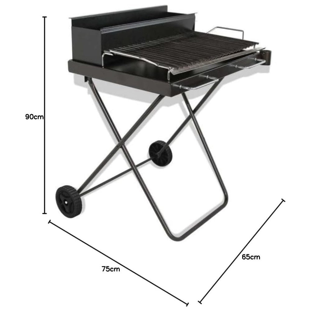 Barbecue a legna salvaspazio da campeggio con griglia pesante in acciaio inox gambe chiudibili e ruote Kart