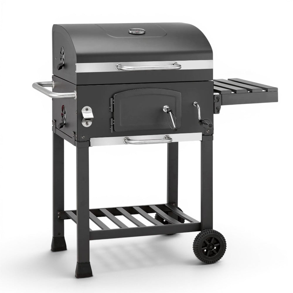 Barbecue a carbone carrellato con termostato e griglia 115x55xH106 cm