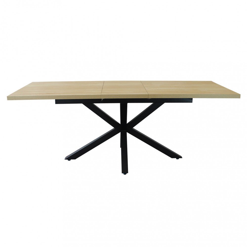 Tavolo allungabile con struttura in metallo nero e marrone con piano in mdf 90x160/200xH75 cm Gariè