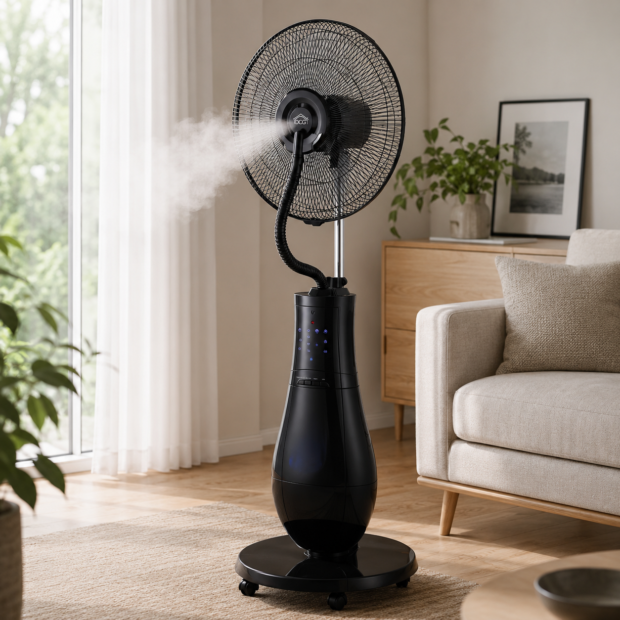 Ventilatore nebulizzatore multifunzione con 3 velocità H130 cm