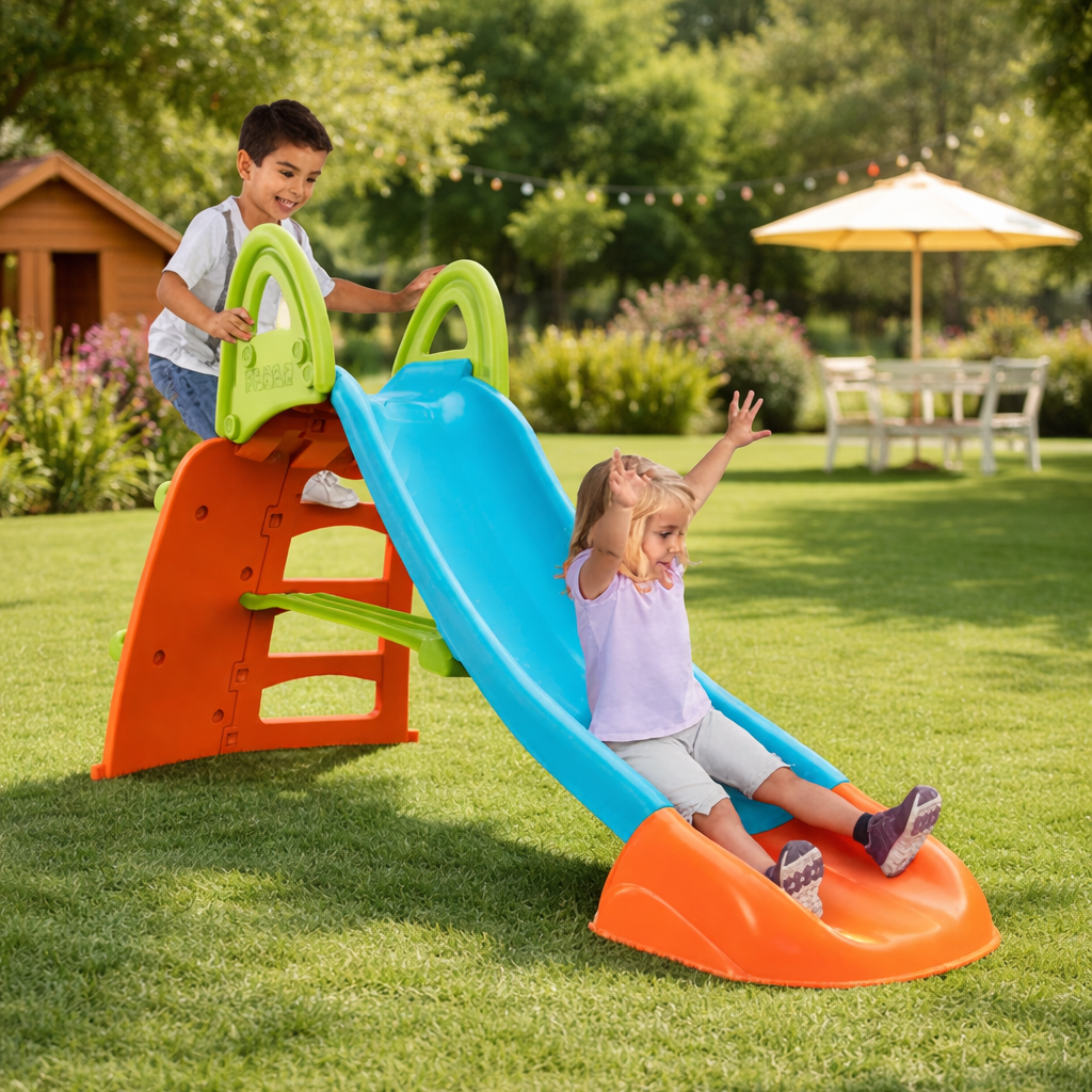Scivolo con Parete da Arrampicata per Bambini Multicolore Resistente da Giardino Climb and Slide
