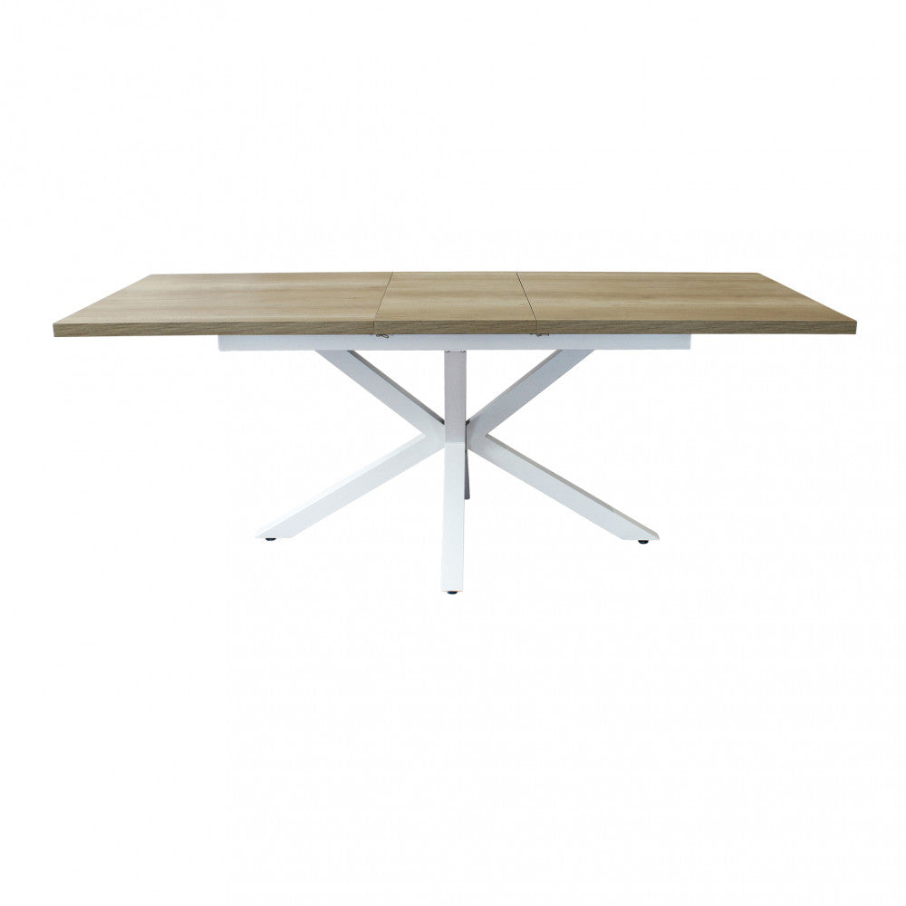Tavolo allungabile struttura in metallo bianco e piano in mdf marrone 90x160/200xH75 cm Gariè