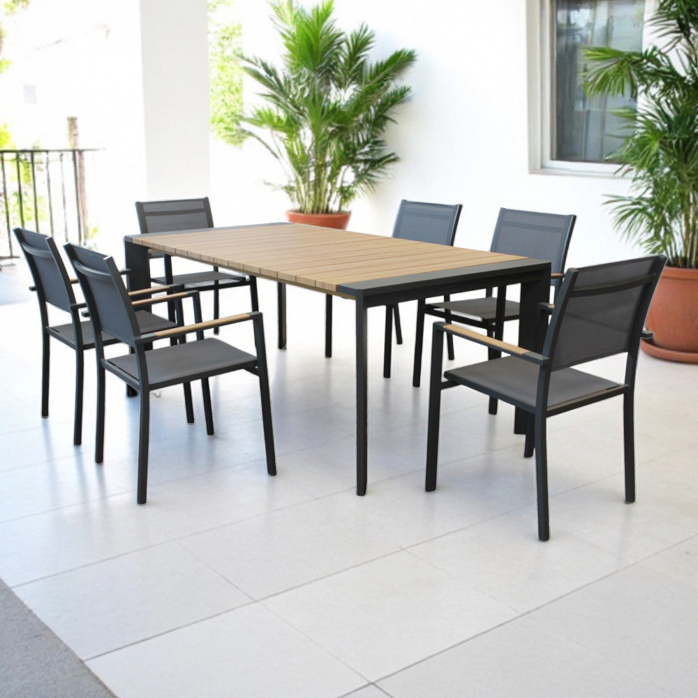 Tavolo allungabile in alluminio con piano effetto legno 150/200x100xH75 cm