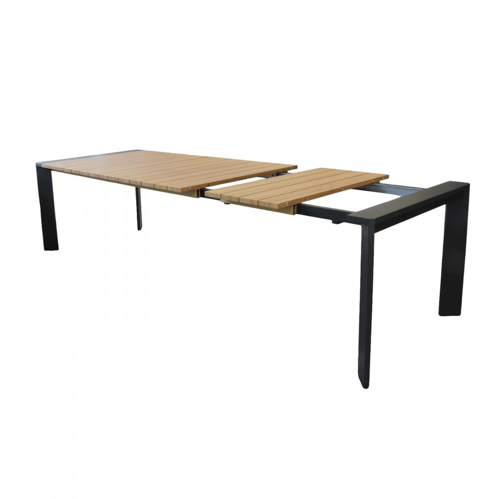 Tavolo allungabile in alluminio con piano effetto legno 150/200x100xH75 cm