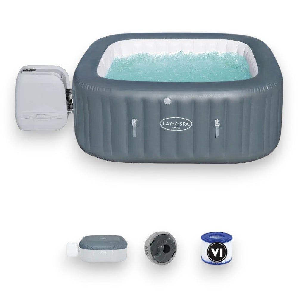 Piscina SPA idromassaggio grigio scuro 4-6 persone con controllo remoto tramite APP Lay-Z Spa Hawaii Hydrojet Pro BESTWAY 60031