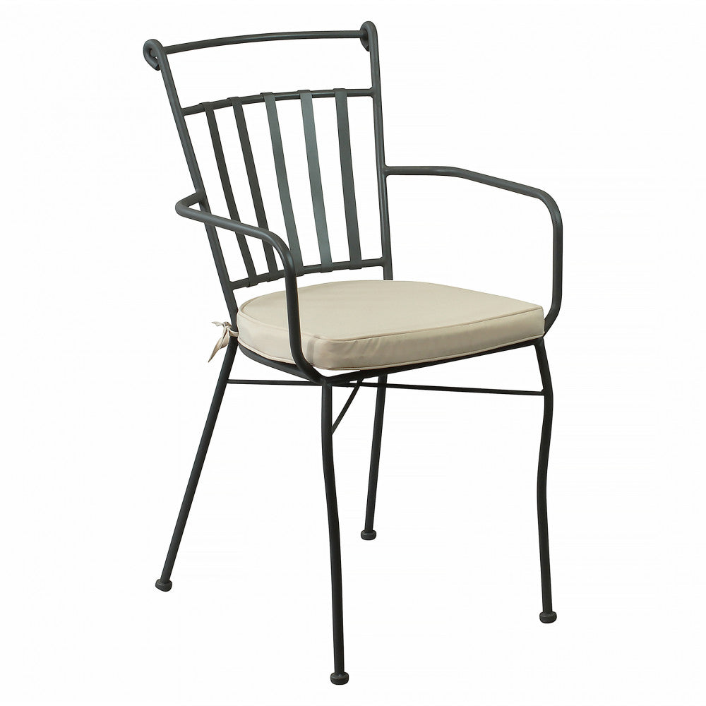 Poltrona sedia in ferro con cuscino morbido ed elegante 53x51xH90 cm da esterno
