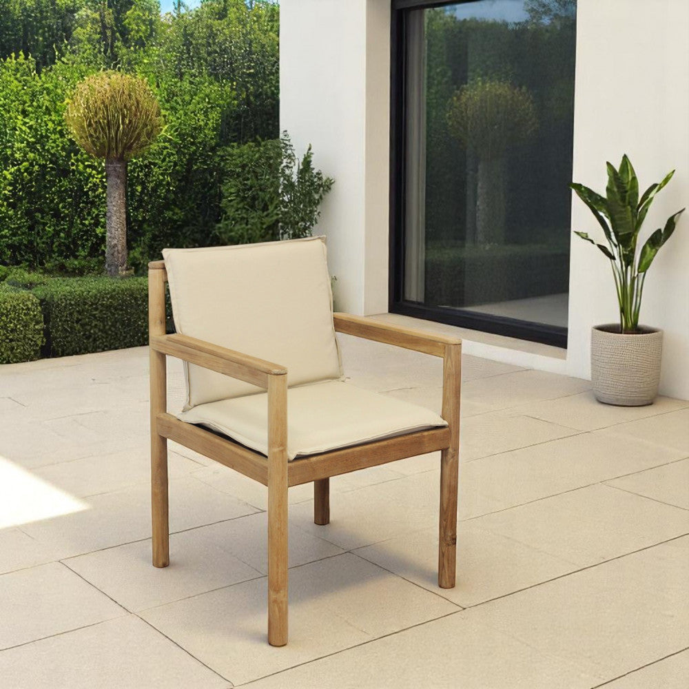 Poltrona sedia in legno teak con cuscino impilabile 59x60xH80 cm Istanbul