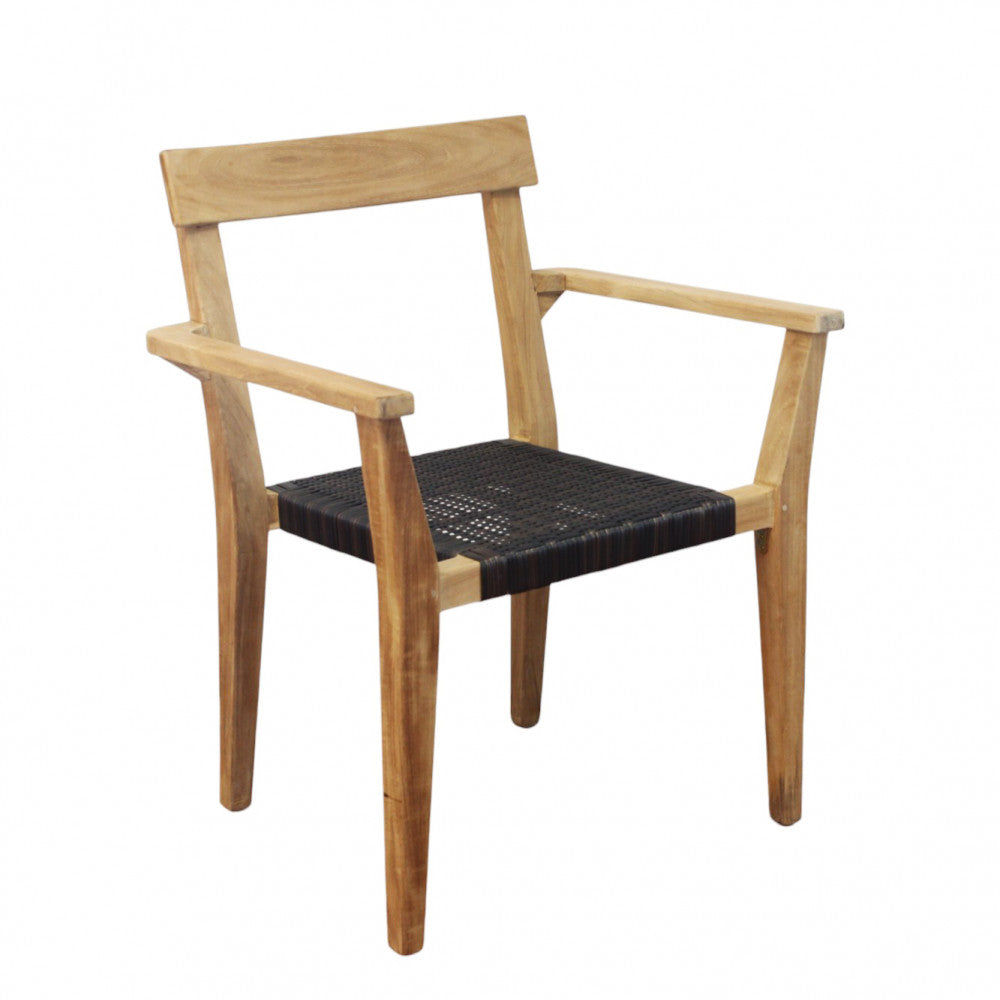 Poltrona impilabile in legno teak e wicher 65x52xH80 cm da esterno Delhi