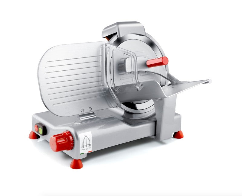 Affettatrice domestica lama 250 mm struttura alluminio motore 140w taglio 0-15 mm affilatoio per cucina
