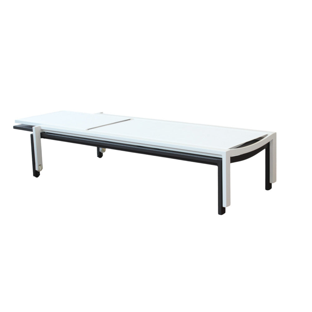 Lettino prendisole bianco impilabile rettangolare con struttura in alluminio 200x75xH39 cm Nefast