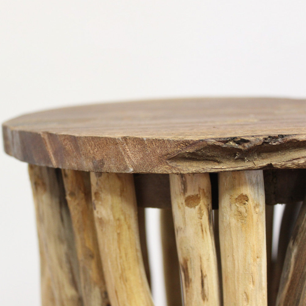 Tavolino fisso in legno teak marrone 30x30xH45 cm per salotto