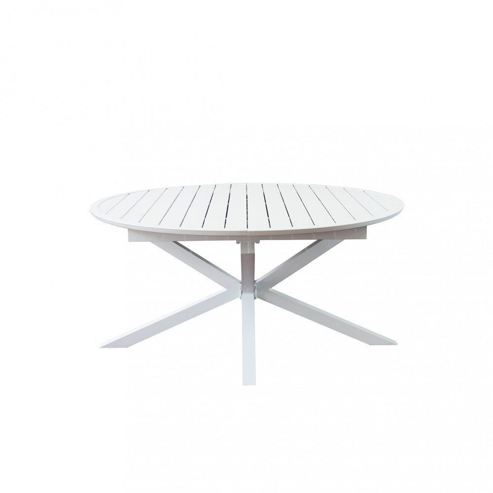 Tavolo in alluminio rotondo allungabile bianco con diametro 150x150xH75 cm Camet